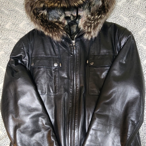 Men’s Premium Kalaev Leather Jacket - Fur LineMen's Black Leather Jacket - Picture 6 of 9